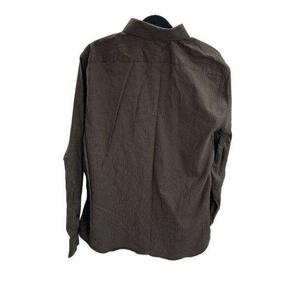 Express Mens M Brown Check Long Sleeve Button Up Dress Shirt Casual - Picture 4 of 5